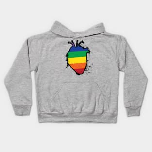 rainbow anatomical heart Kids Hoodie